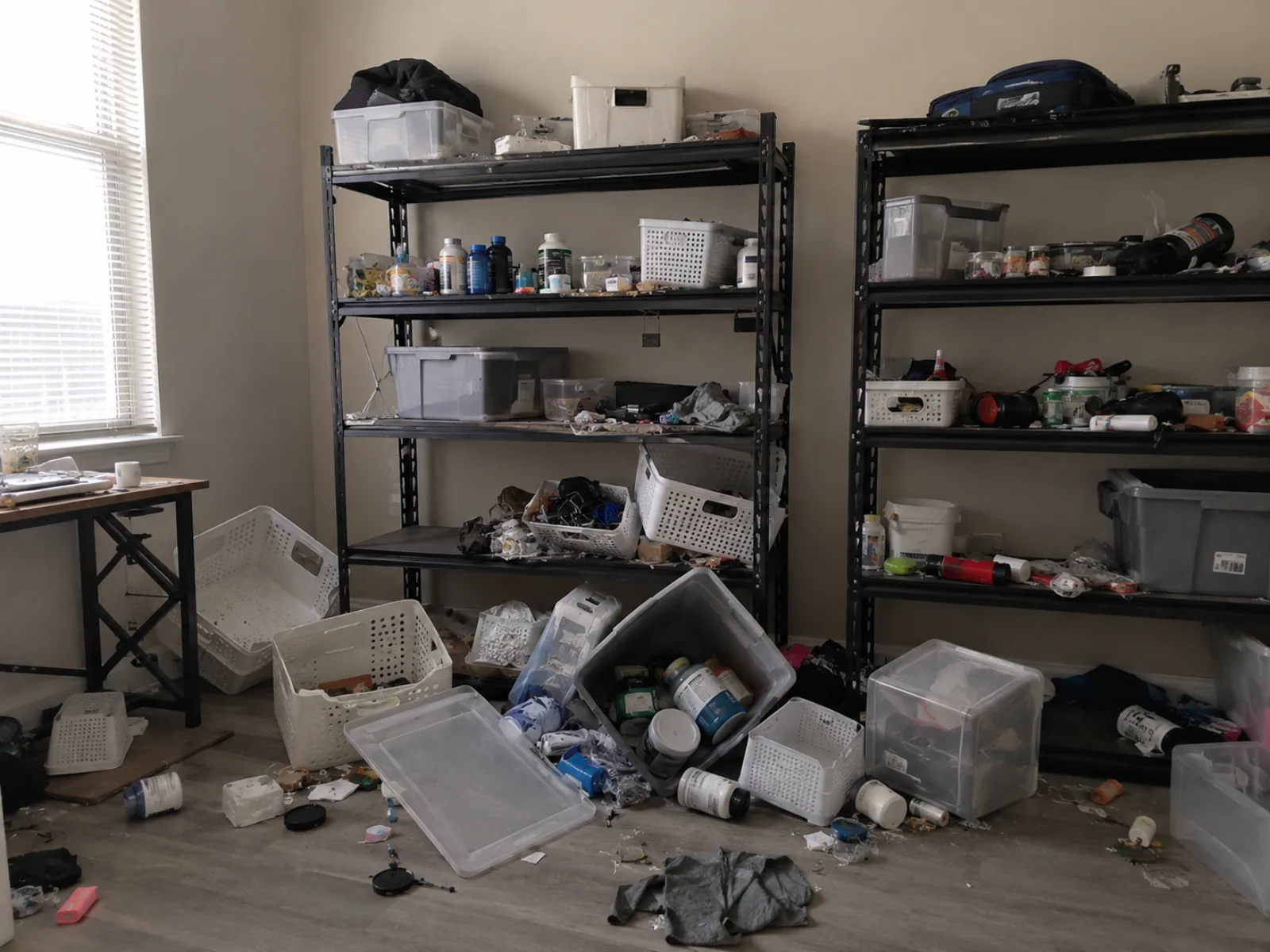 El espacio del hogar antes del trabajo: desordenado, con cosas gastadías o por reparar